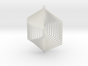  Pendant Wind Spinner 3D Hexagon in White Natural Versatile Plastic