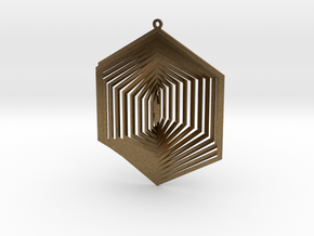  Pendant Wind Spinner 3D Hexagon in Natural Bronze