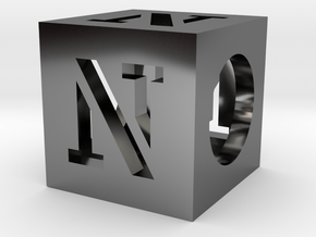 N Cube Slide in Fine Detail Polished Silver