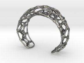 Voronoi Webb Fibre Cuff in Polished Silver