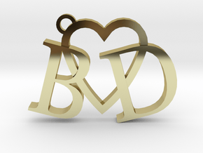 B love D (Key chain - Pendant) in 18k Gold Plated Brass