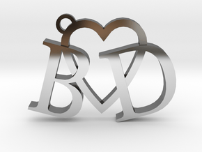 B love D (Key chain - Pendant) in Fine Detail Polished Silver
