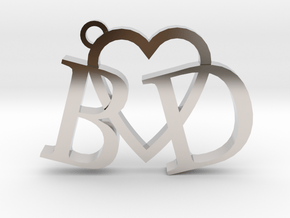 B love D (Key chain - Pendant) in Rhodium Plated Brass