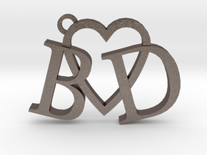 B love D (Key chain - Pendant) in Polished Bronzed Silver Steel