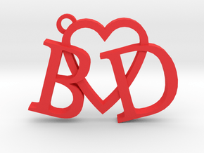 B love D (Key chain - Pendant) in Red Processed Versatile Plastic