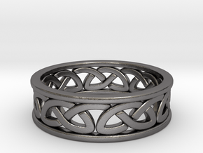 Celtic Ring 8 in Polished Nickel Steel