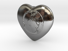 One World - One Humanity in Fine Detail Polished Silver