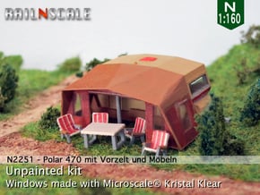 Polar 470 Caravan with tent (N 1:160) in Smooth Fine Detail Plastic