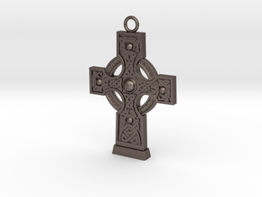 Celticcross1 Necklace in Polished Bronzed Silver Steel