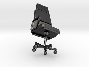 Single Office Chair for Slanted Installation in Polished and Bronzed Black Steel