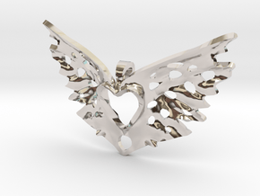 another variation on a heart takes flight in Rhodium Plated Brass