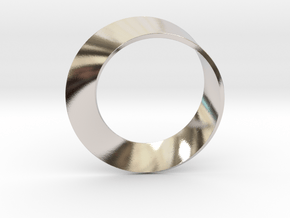 0153 Mobius strip (p=1, d=5cm) #001 in Rhodium Plated Brass