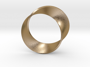 0156 Mobius strip (p=2, d=10cm) #004 in Polished Gold Steel