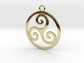 Triskele Pendant 2 in 18k Gold Plated Brass