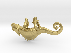 Chameleon Pendant in Natural Brass