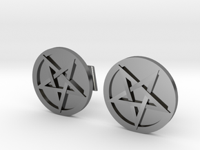 Inverted Pentacle Cufflinks in Fine Detail Polished Silver