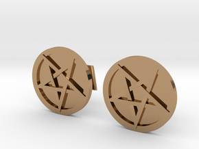 Inverted Pentacle Cufflinks in Polished Brass