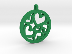 Hearts Pendant in Green Processed Versatile Plastic