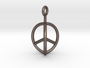 3D　Peace Mark in Polished Bronzed Silver Steel