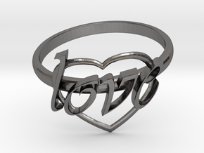 Ring Of Love in Polished Nickel Steel