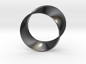 0155 Mobius strip (p=2, d=5cm) #003 in Polished and Bronzed Black Steel