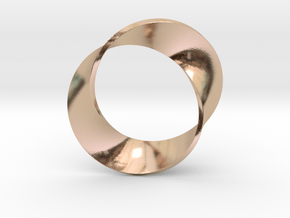 0155 Mobius strip (p=2, d=5cm) #003 in 14k Rose Gold Plated Brass