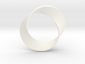0155 Mobius strip (p=2, d=5cm) #003 in White Processed Versatile Plastic