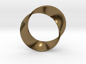 0155 Mobius strip (p=2, d=5cm) #003 in Polished Bronze