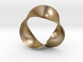 0157 Mobius strip (p=3, d=5cm) #005 in Polished Gold Steel