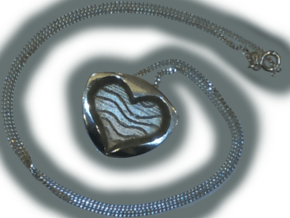 Heart necklace with an inside hole for chain in Polished Gold Steel