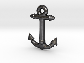 Anchor Pendant 2 in Polished and Bronzed Black Steel