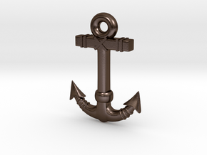 Anchor Pendant 1 in Polished Bronze Steel