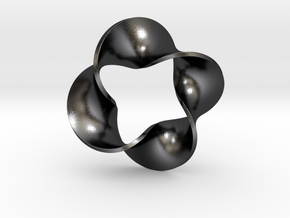 0160 Mobius strip (p=4, d=10cm) #008 in Polished and Bronzed Black Steel