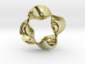 0160 Mobius strip (p=4, d=10cm) #008 in 18k Gold Plated Brass