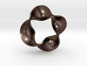 0159 Mobius strip (p=4, d=5cm) #007 in Polished Bronze Steel