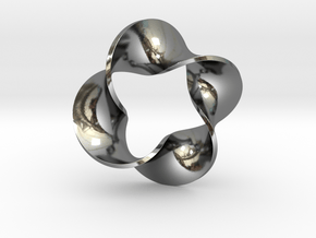 0159 Mobius strip (p=4, d=5cm) #007 in Fine Detail Polished Silver