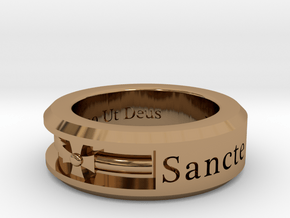 Size 13 Saint Michael Ring  in Polished Brass