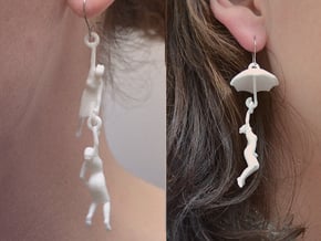 earring set: Umbrella girls in White Processed Versatile Plastic