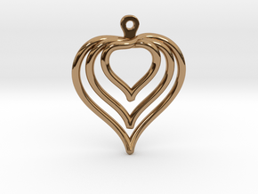 3D Printed Wired Love Yourself Heart Earrings in Polished Brass