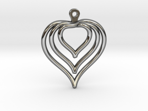 3D Printed Wired Love Yourself Heart Earrings in Fine Detail Polished Silver