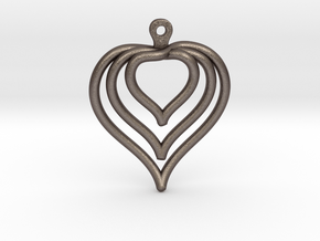 3D Printed Wired Love Yourself Heart Earrings in Polished Bronzed Silver Steel