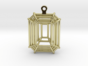 3D Printed Diamond Emerald Cut Earrings (Small)  in 18k Gold Plated Brass