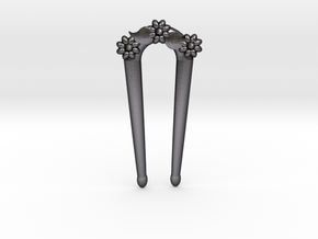 Hairfork Flower Arch 10cm hair fork in Polished and Bronzed Black Steel