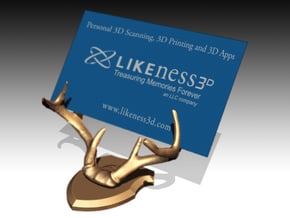 Deer Horn Base 2 - Business Card Holder in Polished Gold Steel