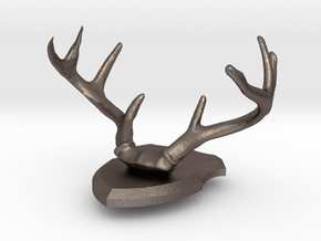 Deer Horn Base 2 - Business Card Holder in Polished Bronzed Silver Steel