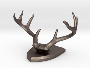 Deer Horn Base 3 - Business Card Holder in Polished Bronzed Silver Steel