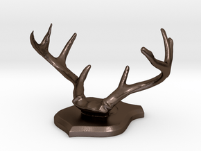 Deer Horn Base 1 - Business Card Holder in Polished Bronze Steel