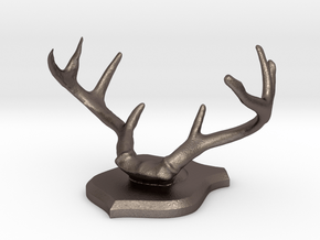 Deer Horn Base 1 - Business Card Holder in Polished Bronzed Silver Steel