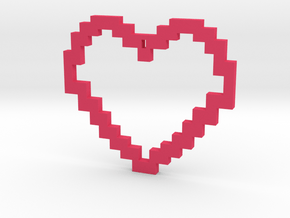 Pixel Heart Necklace in Pink Processed Versatile Plastic