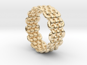 Wicker Pattern Ring Size 12 in 14k Gold Plated Brass